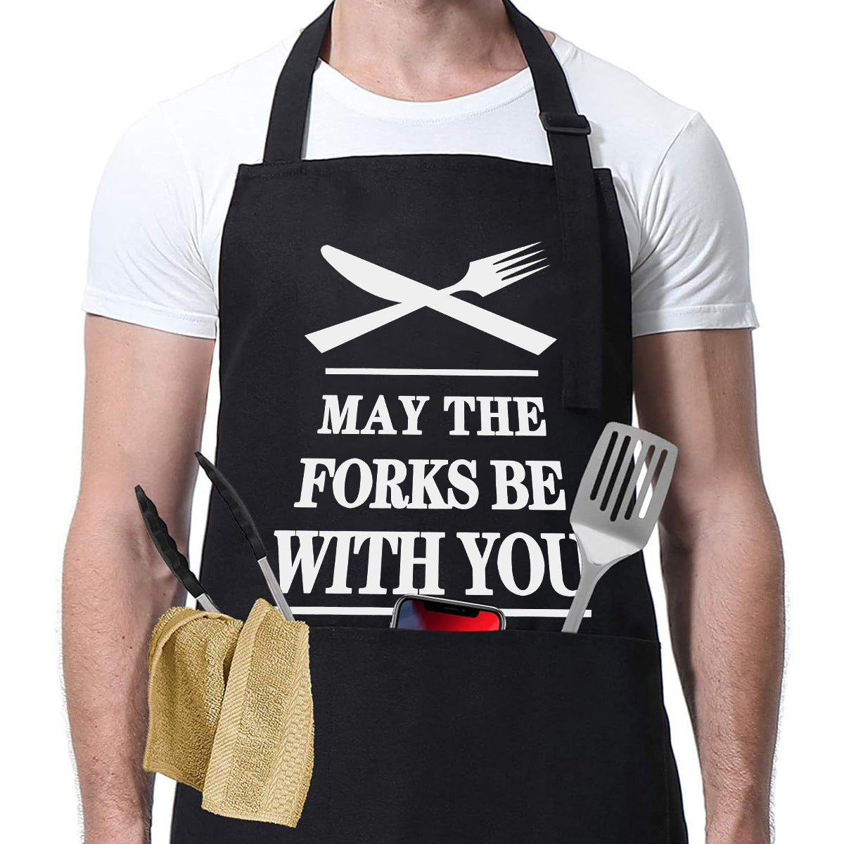 Adjustable Men's Kitchen Apron with Pockets