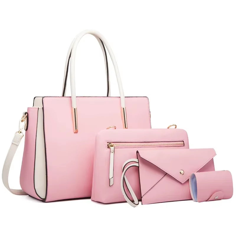 2024 Designer Bags Luxury 4 Pcs Set Women'S Shoulder Bag Candy Color Hard PU Leather Elegant Ladies Purses and Handbags