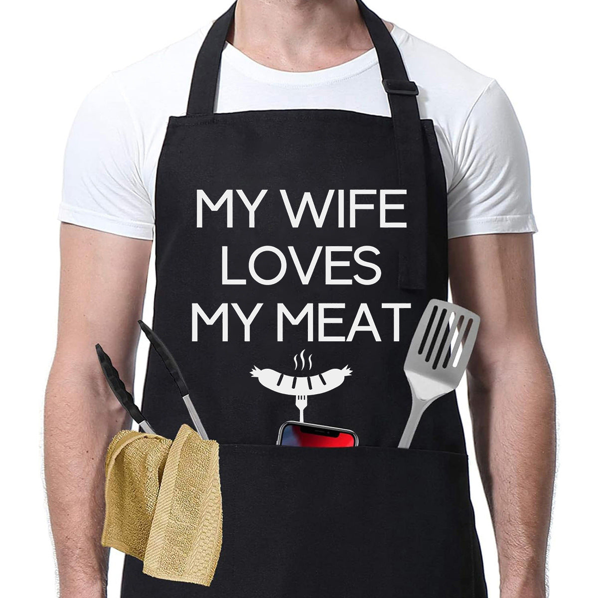 Adjustable Men's Kitchen Apron with Pockets